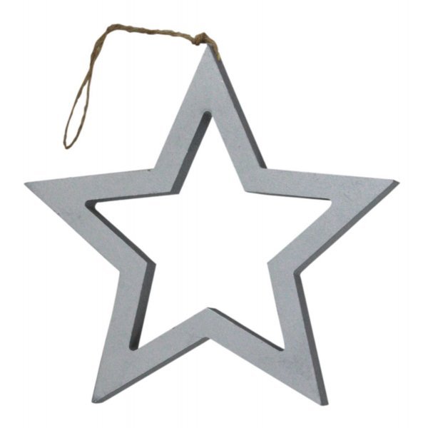 Χριστουγεννιάτικο Ξύλινο Αστέρι Οροφής - Βιτρίνας, Ασημί (18cm)